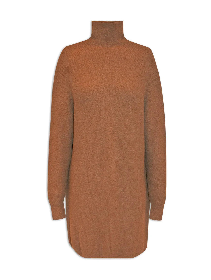 Vestido em fio pluma com gola alta Biamar