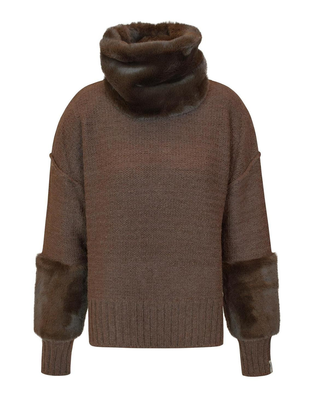 Blusa com gola removível e manga em pele fake Biamar