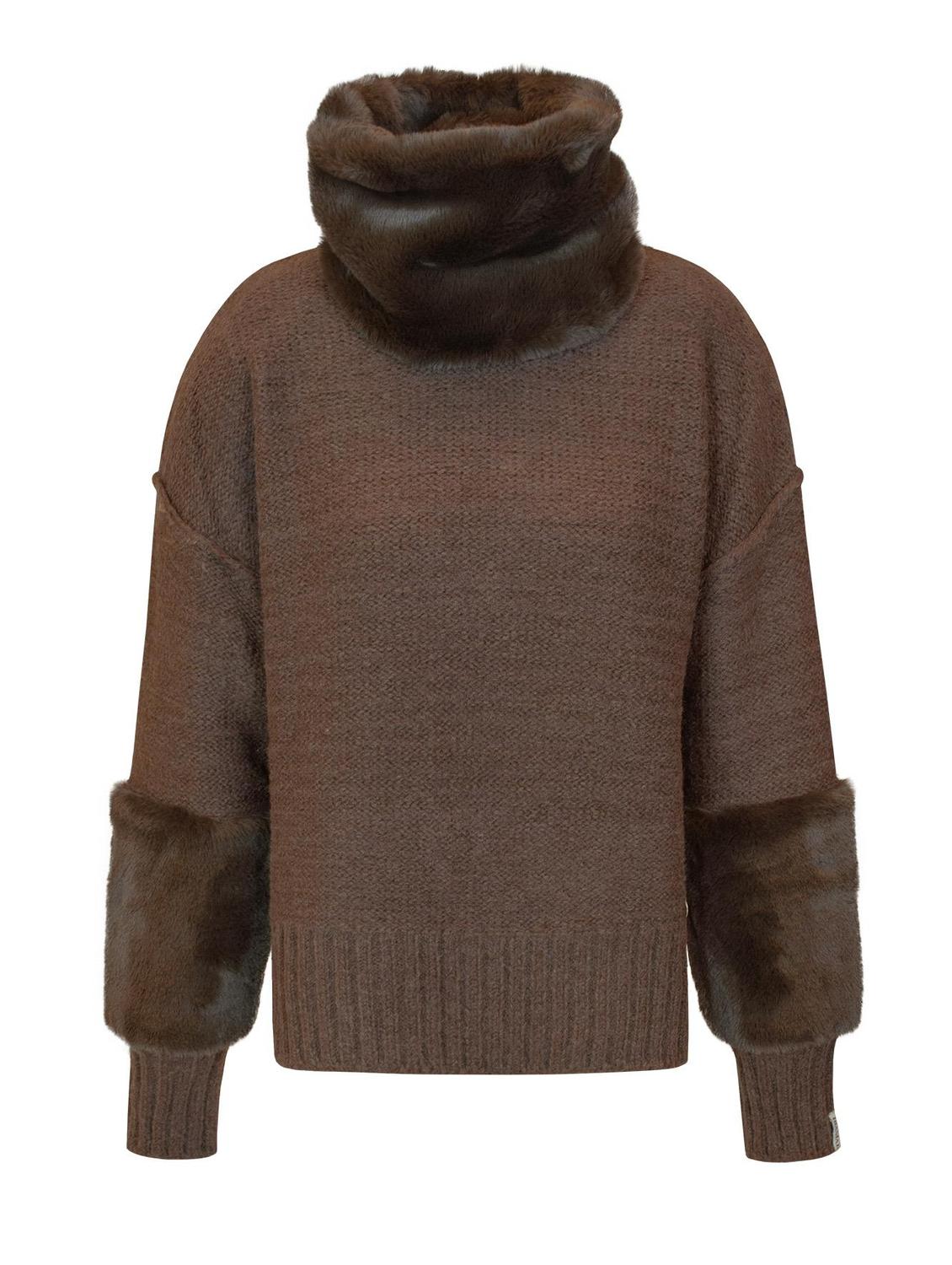 Blusa com gola removível e manga em pele fake Biamar