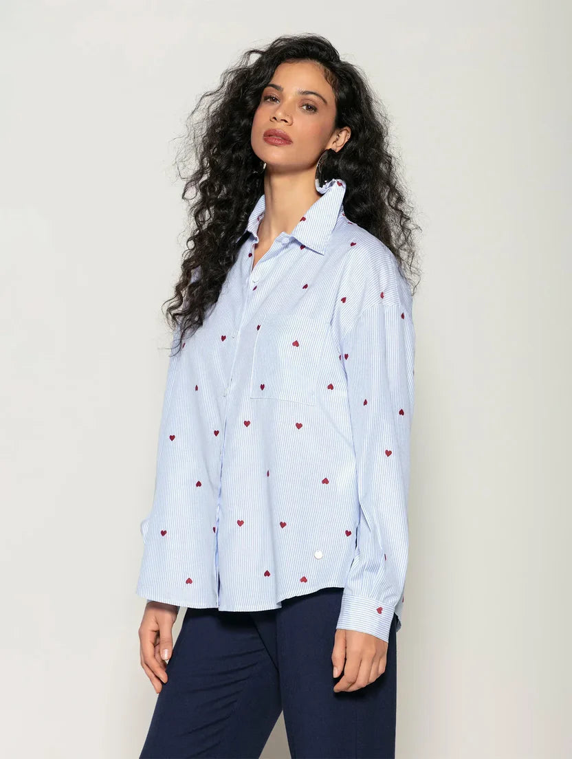 Camisa bordada com fendas laterais Biamar