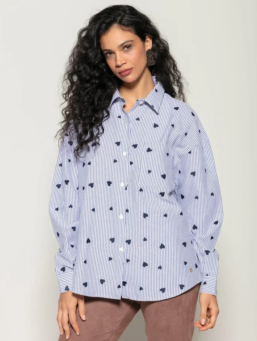Camisa bordada com fendas laterais Biamar