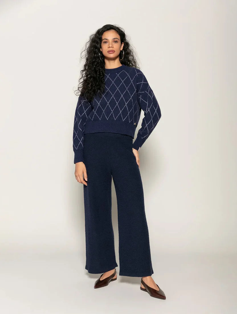 Blusa em fio pluma com padronagem geométrica Biamar