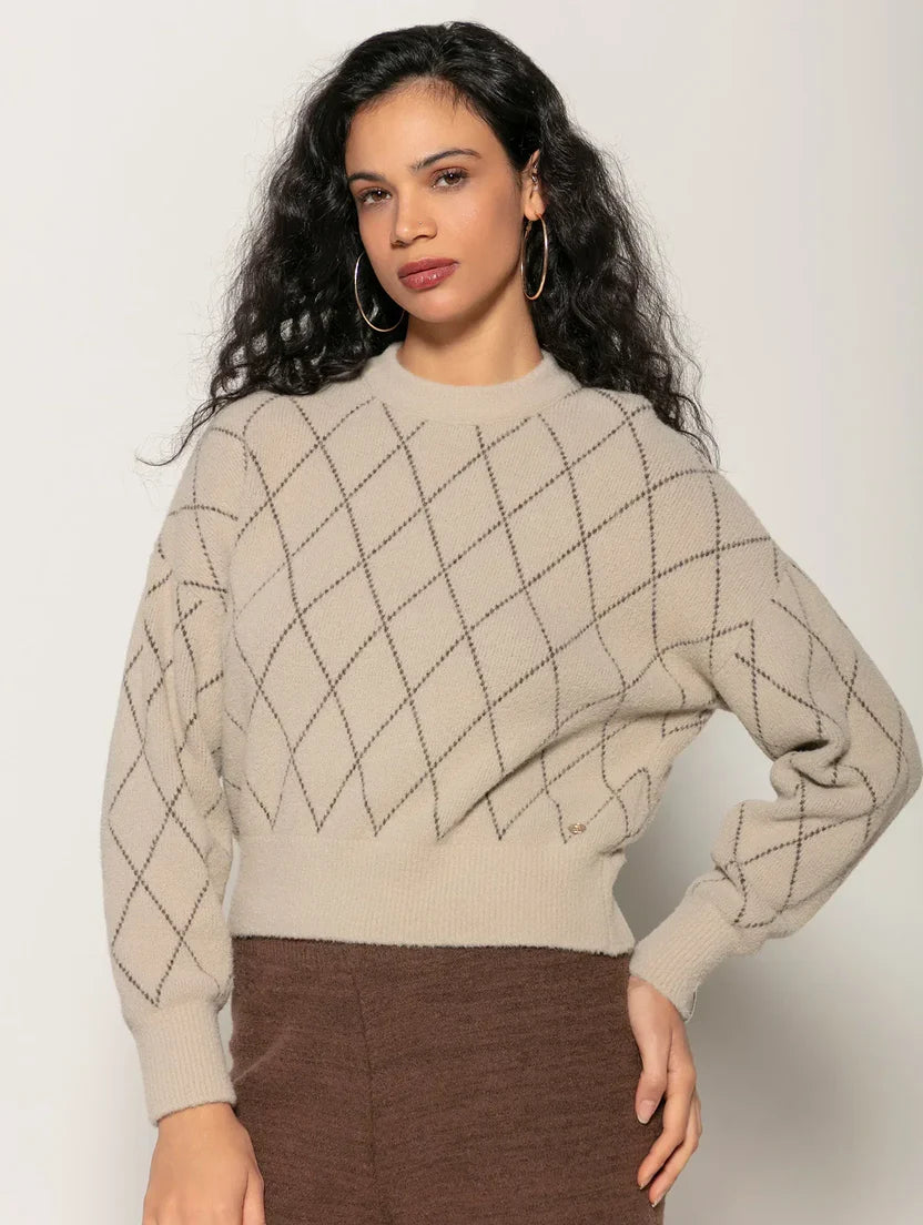 Blusa em fio pluma com padronagem geométrica Biamar