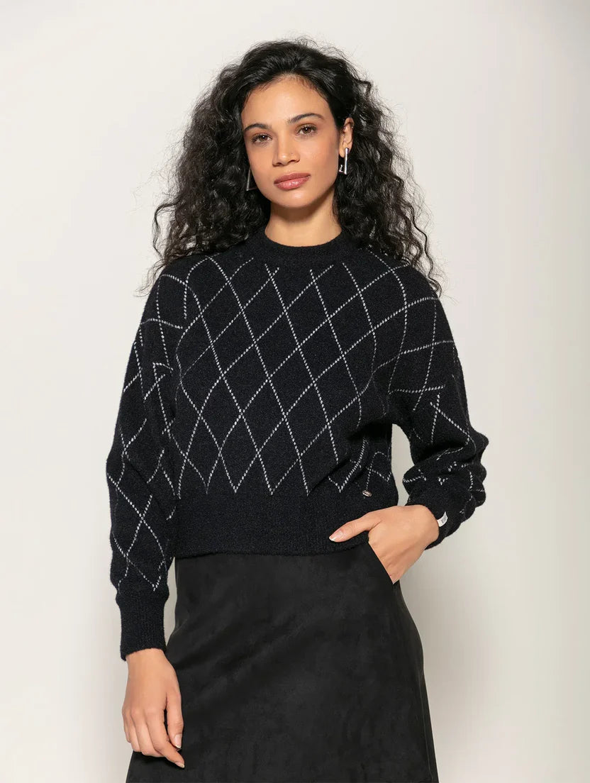 Blusa em fio pluma com padronagem geométrica Biamar