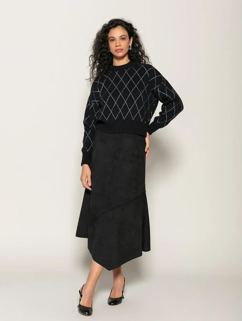 Blusa em fio pluma com padronagem geométrica Biamar