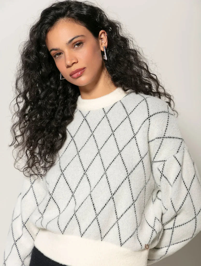 Blusa em fio pluma com padronagem geométrica Biamar