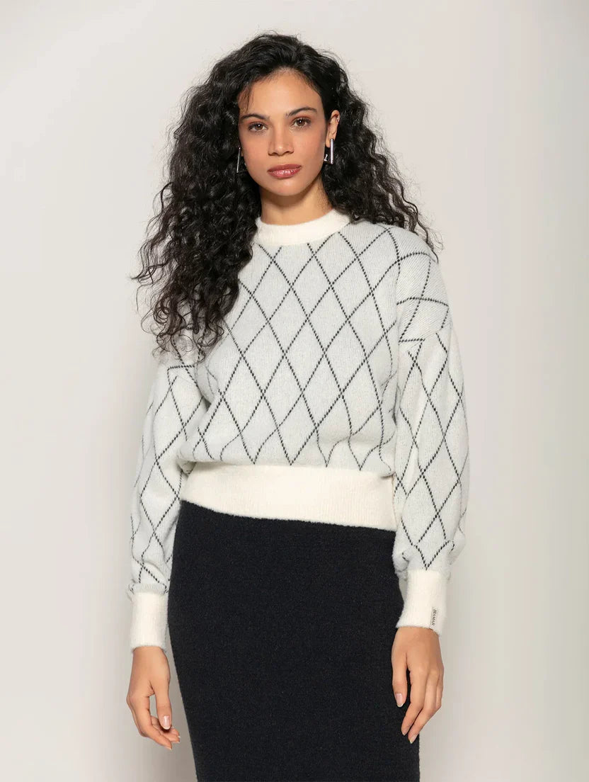 Blusa em fio pluma com padronagem geométrica Biamar