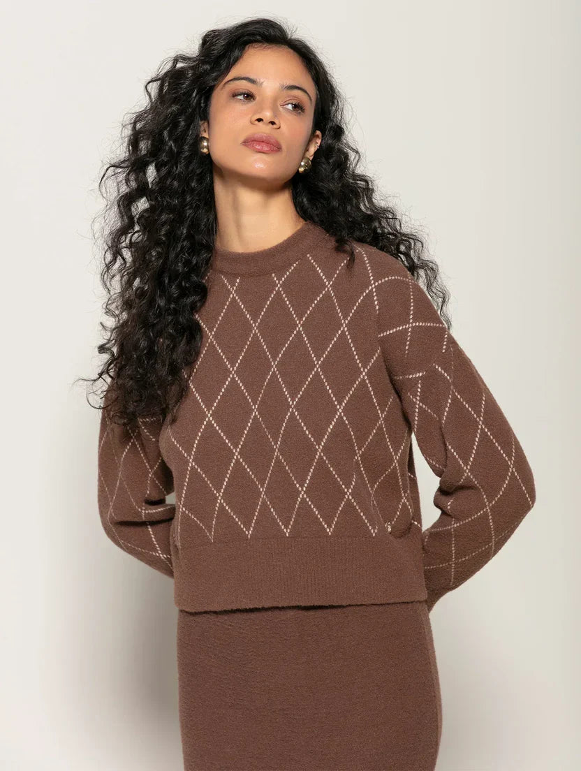 Blusa em fio pluma com padronagem geométrica Biamar