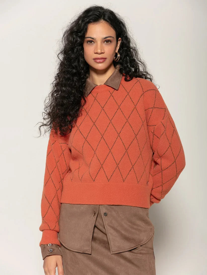 Blusa em fio pluma com padronagem geométrica Biamar