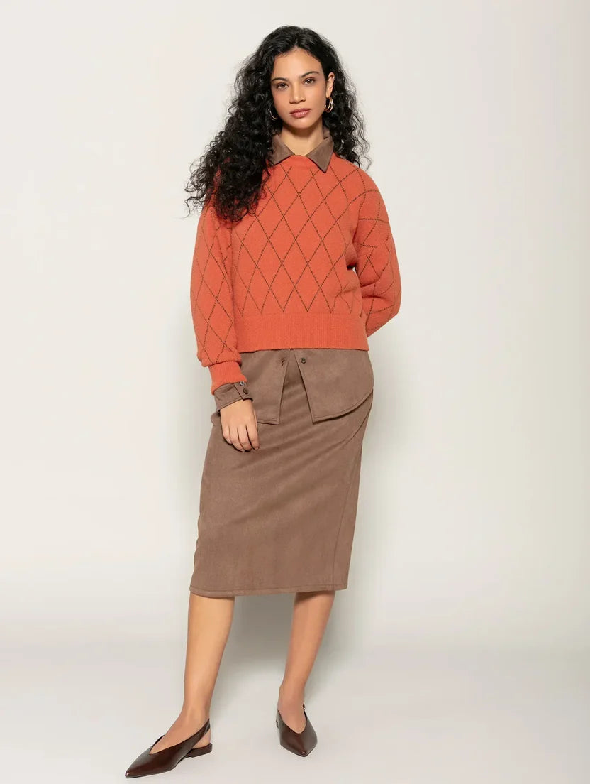 Blusa em fio pluma com padronagem geométrica Biamar