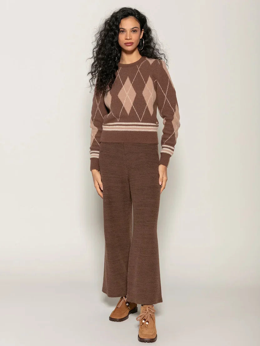 Blusa em padronagem xadrez e gola redonda Biamar