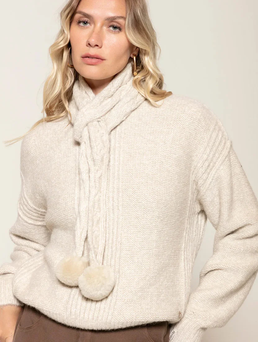 Blusa com gola removível em tranças e pompom Biamar