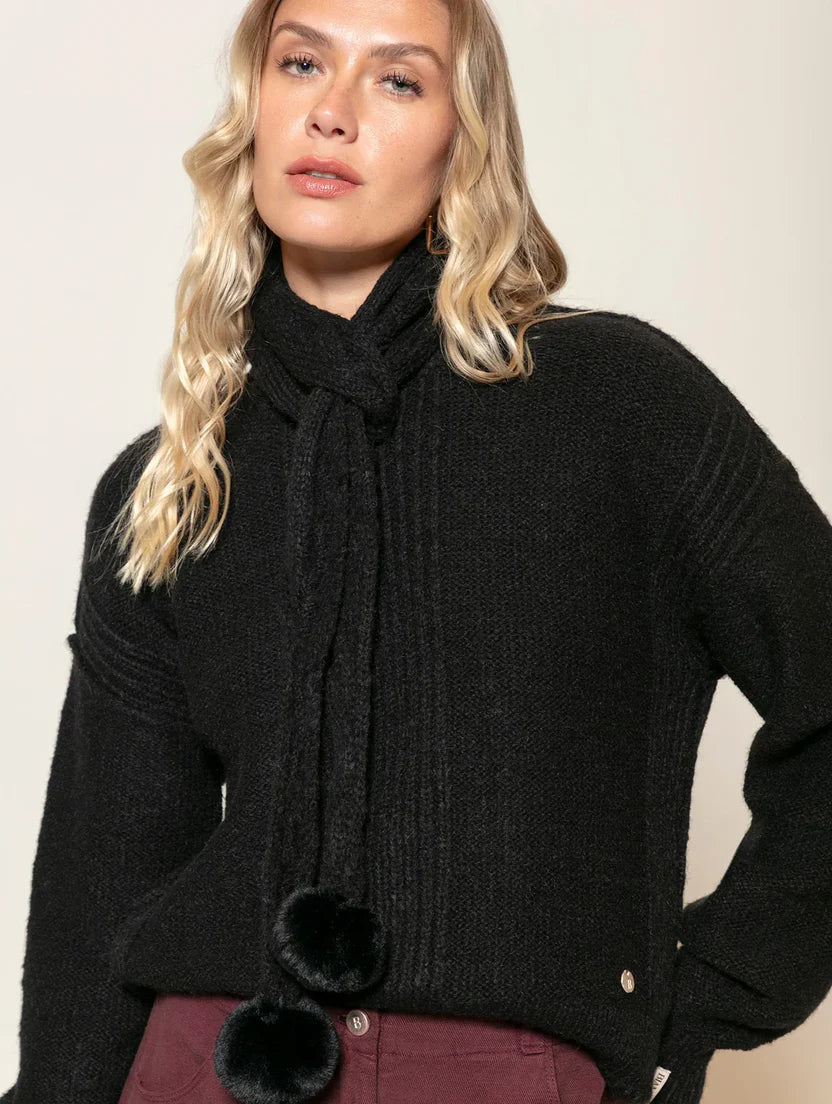 Blusa com gola removível em tranças e pompom Biamar