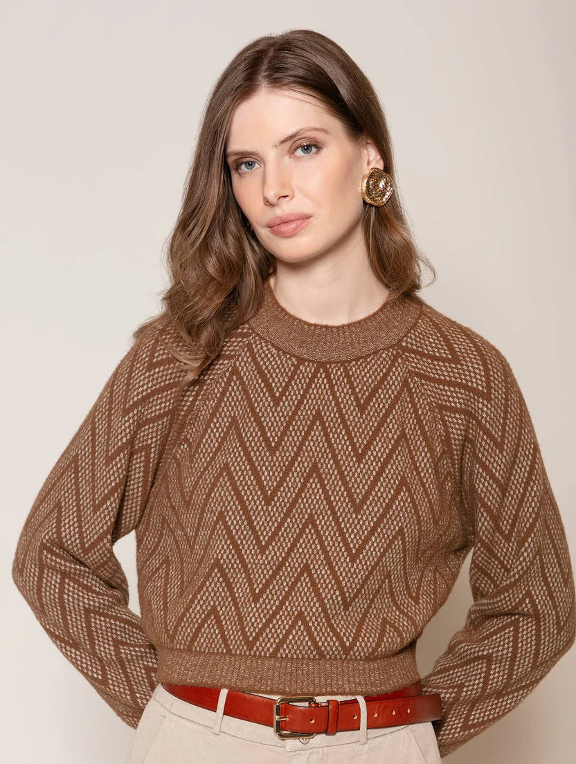 Blusa com padronagem geométrica e mangas de cava raglan Biamar