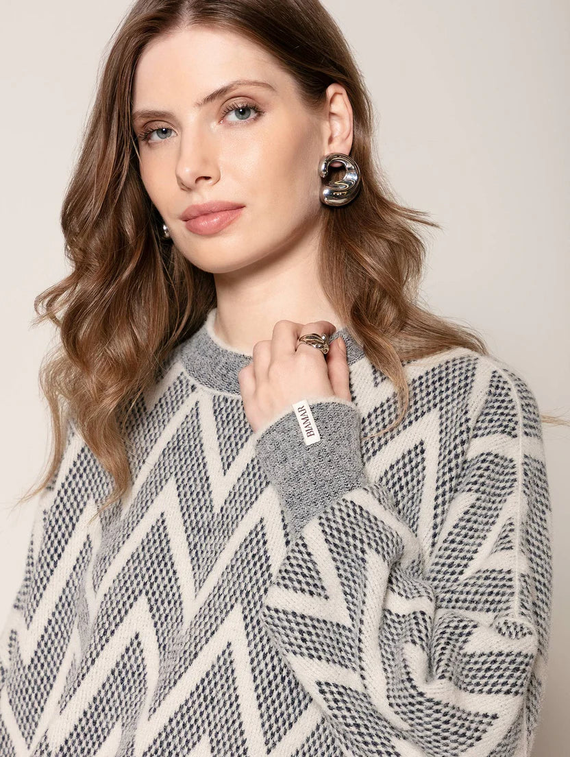 Blusa alongada com padronagem geométrica Biamar