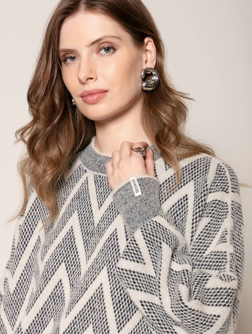 Blusa alongada com padronagem geométrica Biamar