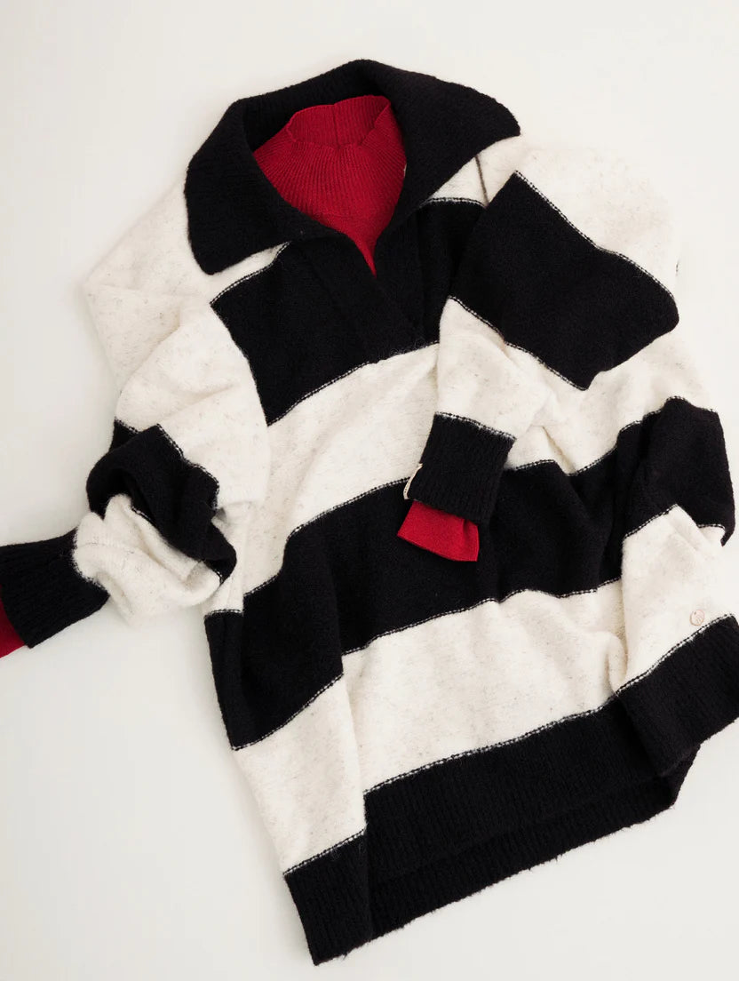 Blusa com padronagem em listras e gola polo Biamar